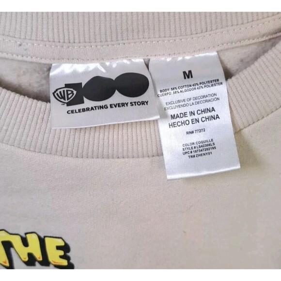 WB 100 Looney Tunes Flintstones Sweatshirt Juniors Medium Bugs Lola Tweety Porky - Picture 2 of 9